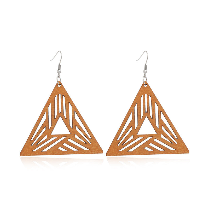 Wholesale Wood Geometric Hollow Earrings